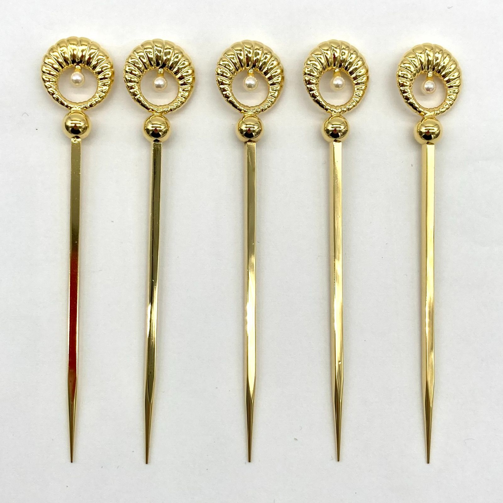 ▽【美品】MIKIMOTO/ミキモト フルーツピック ゴールド 真珠付き