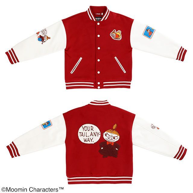MOOMIN ムーミン ワッペンリトルミイ スタジャン キャラジャン 上着 おしゃれ 防寒 グッズ あったかい ファッション キャラジャン 愛らしいデザイン 北欧ブランド キャラクター キャラジャン メンズ スーベニアジャケット アウター ジャケット サテン