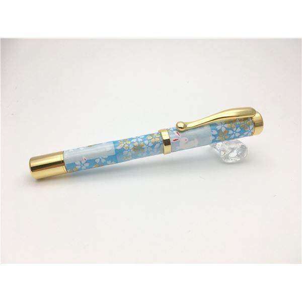 万年筆 文房具 うさぎ市松 水色 美濃和紙 友禅紙 文具 ステーショナリー