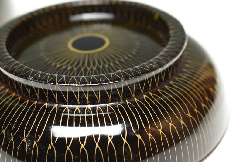 30回使用 蔵A3072a 木製内朱塗網目 菓子椀 雑煮椀 汁椀 十客 デザイン性