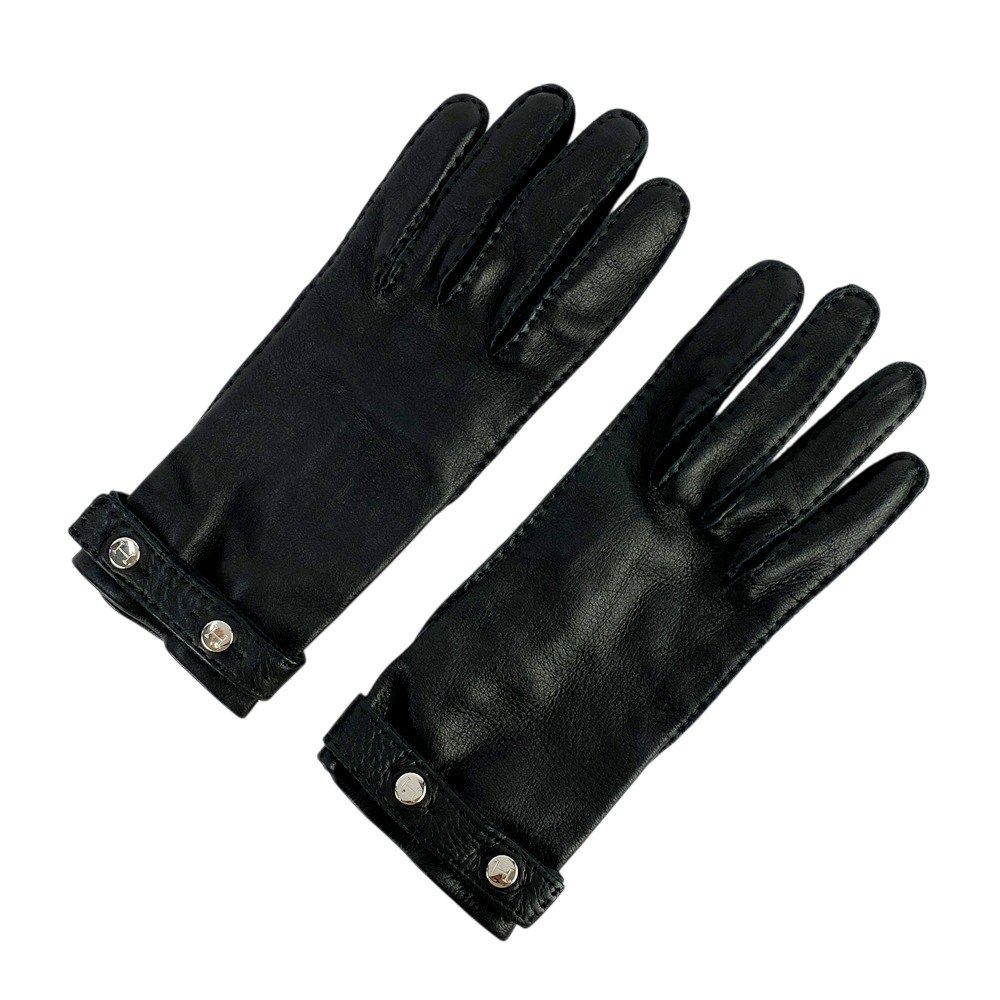 エルメス グローブ 手袋 ウィメンズ ファッション レザー シルク ブラック S 箱 449604 5