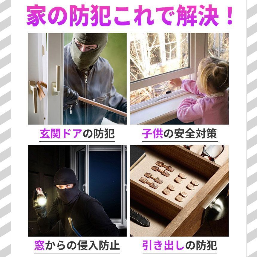 防犯アラーム窓ドア用侵入防止防犯グッズアラーム大音量防犯ブザー超薄型本体4個＆リモコン4個振動窓防犯ア振動センサー125dB