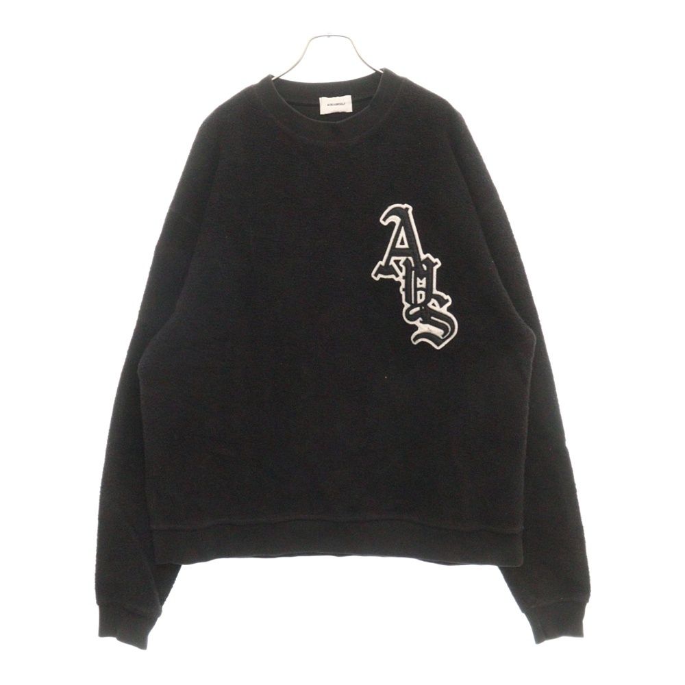 ASKYURSELF (アスクユアセルフ) AYS Inside Out Crew Sweatshirt フロントロゴ刺繍 インサイドアウト クルーネック スウェット トレーナー ブラック