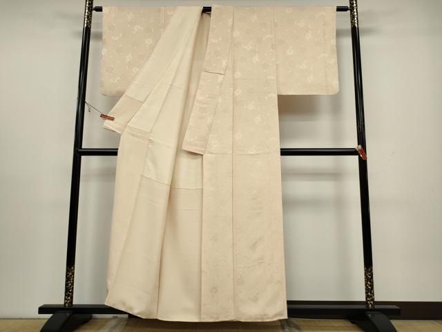 平和屋着物○上質な色無地 舞花地紋 千草色 正絹 逸品 CAAX4450ut