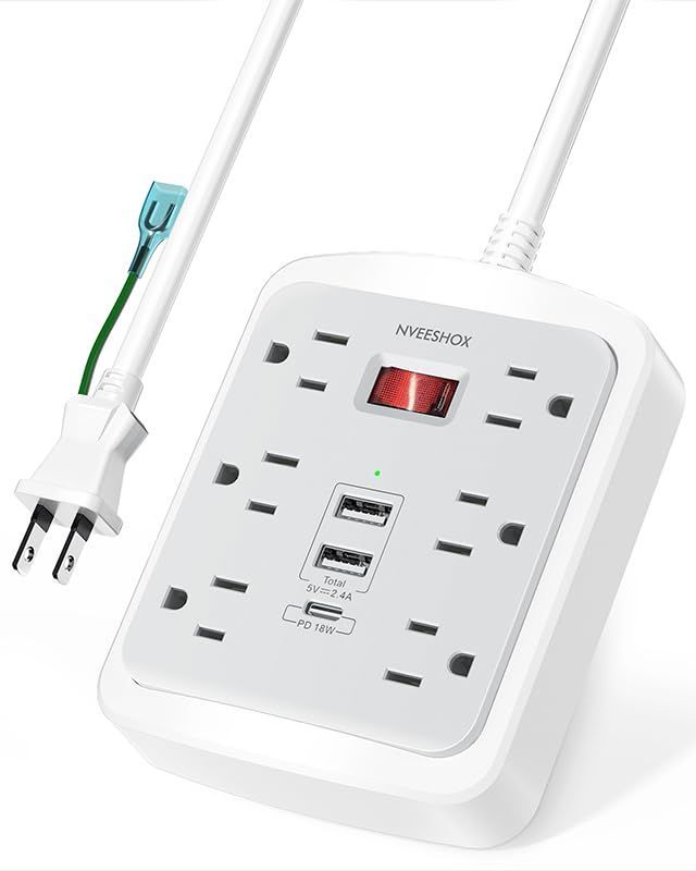 【人気商品】延長コード 2m 電源タップ Type-C付 usb コンセントタップ 雷ガード 壁掛け 6個AC口 2個USB-A 1個Type-C 急速充電 たこ足配線 oaタップ テーブルタップ マルチタップ 一括集中スイッチ 安