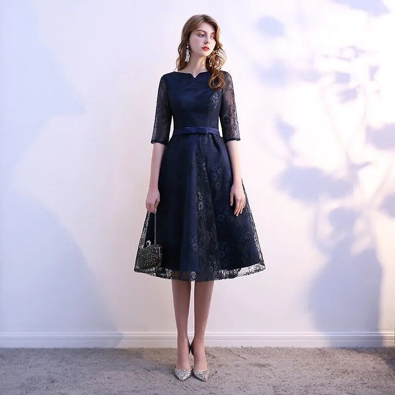 【2024 新作】 レース XS-XXXL 新品未使用 結婚式 ミモレ丈 ドレス お呼ばれ スーツ・フォーマル・ドレス