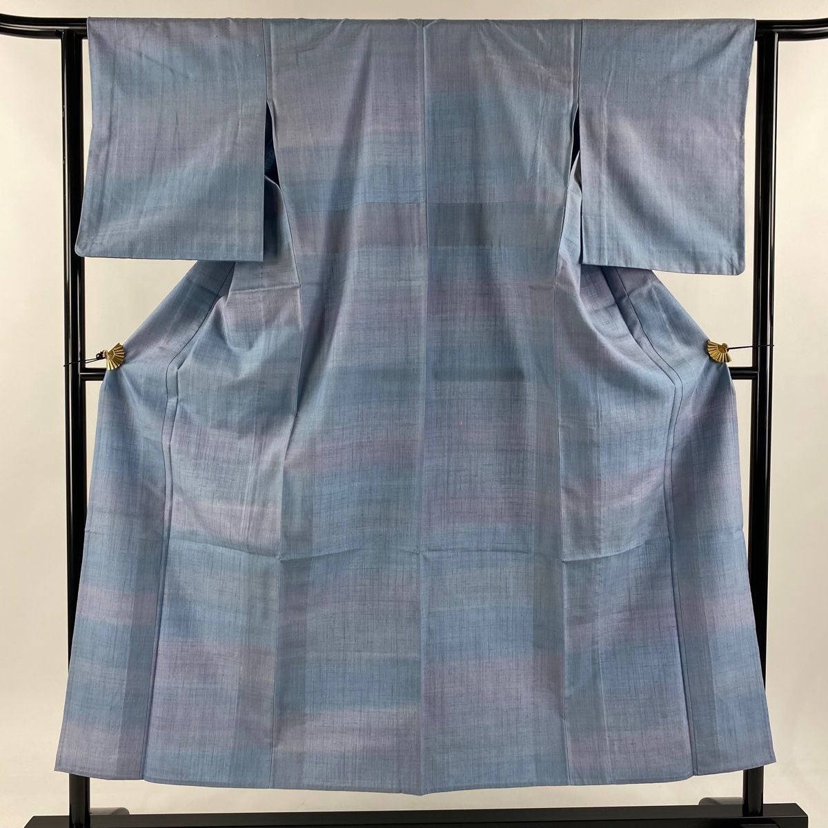 小紋 身丈151cm 裄丈62.5cm S 単衣 漢方染 菅原工房 菅原結 落款 証紙 ぼかし柄 水色 正絹