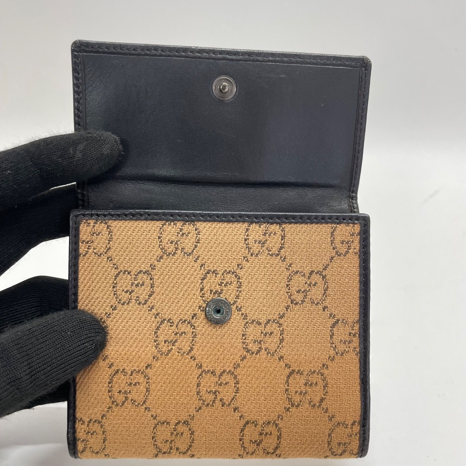 2067 GUCCI グッチ 折り財布 キャンバス GG ホースビット W