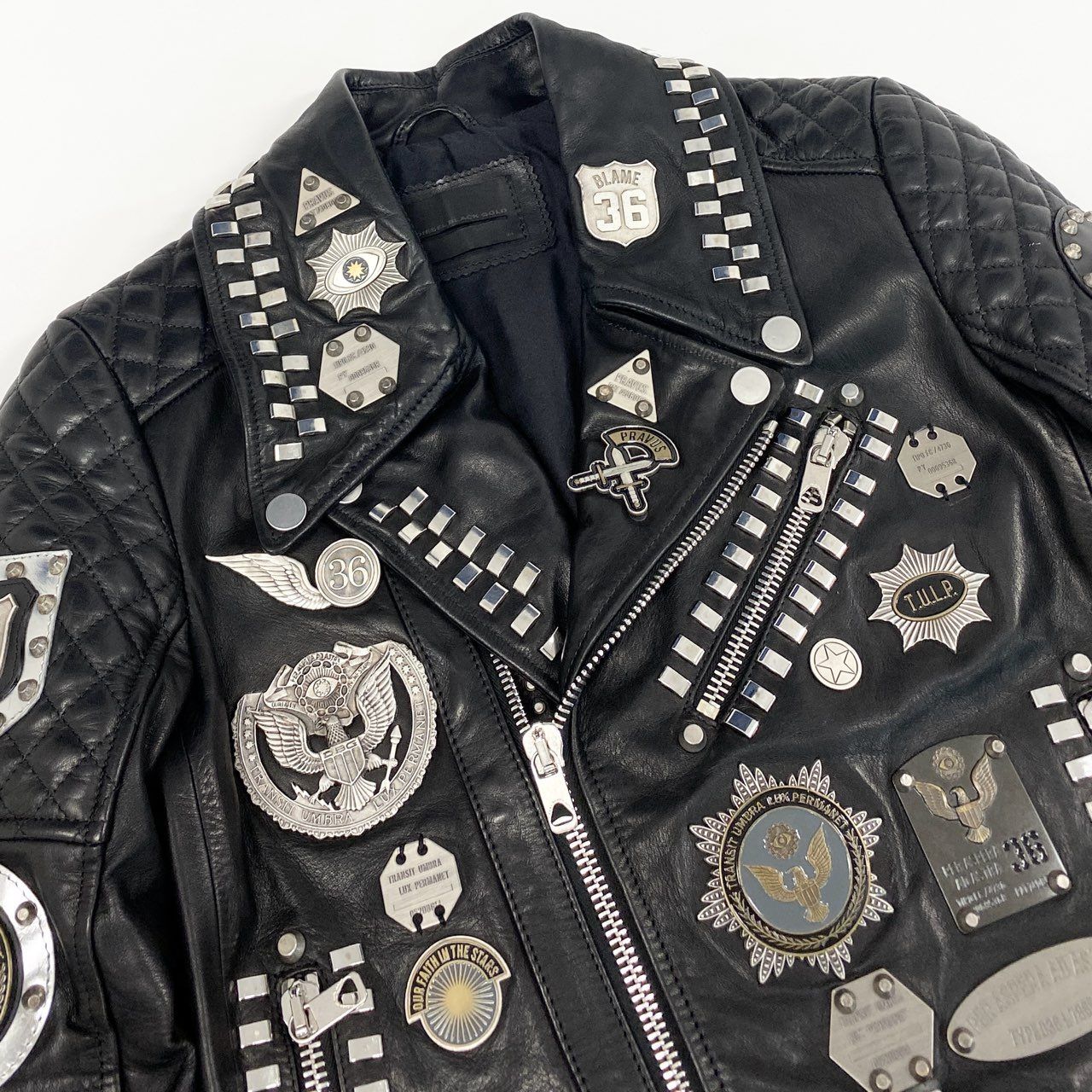 DIESEL BLACK GOLD スタッズ レザー ライダース ジャケット L