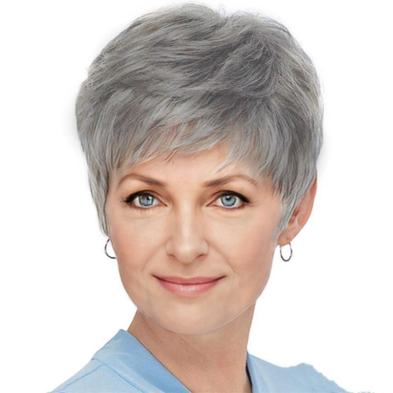 シルバーヘアー フルウィッグ かつら グレーヘアーウィッグ