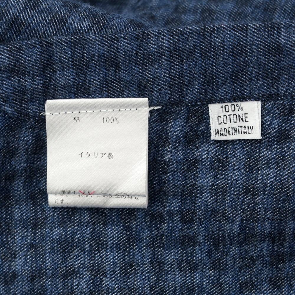 フィナモレ 美品 FINAMORE ホリゾンタルカラー チェックシャツ M 青系 中古】フィナモレ Finamore コットン チェック ホリゾンタル