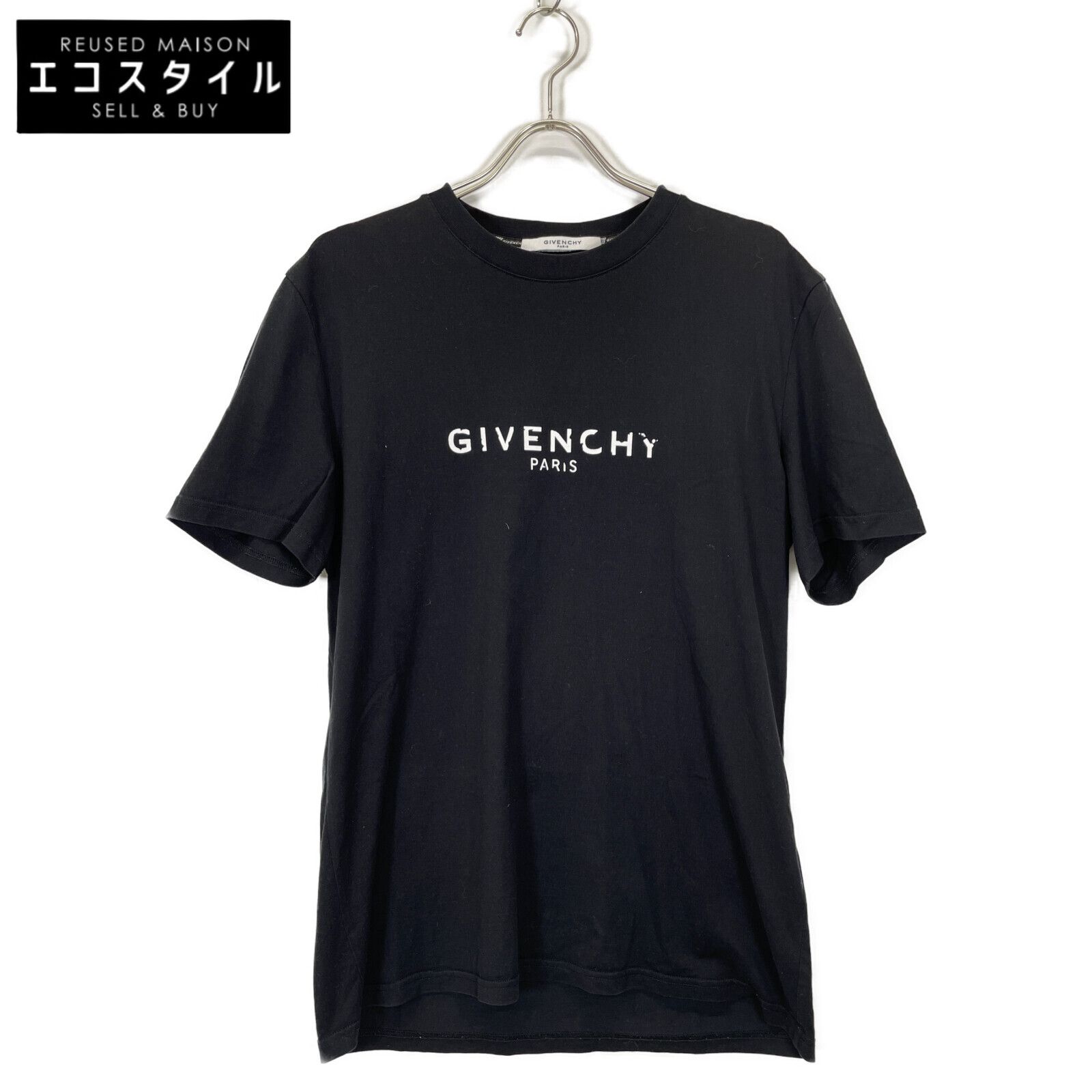 GIVENCHY ジバンシィ BM70K93002 ブラック ロゴプリント クルーネック Tシャツ L