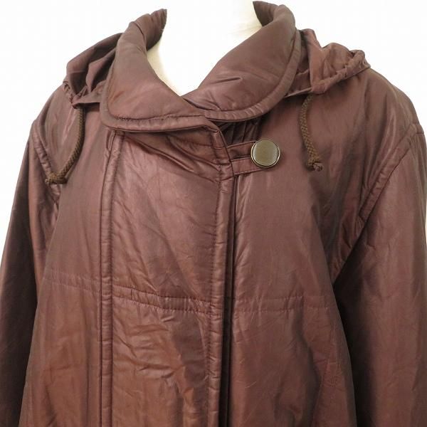 大きいサイズ レリアン Leilian 配色 リバーコート キャメル 13+ wnc レリアン Leilian コート 13+ 茶系 中綿 ジップアップ フード付き