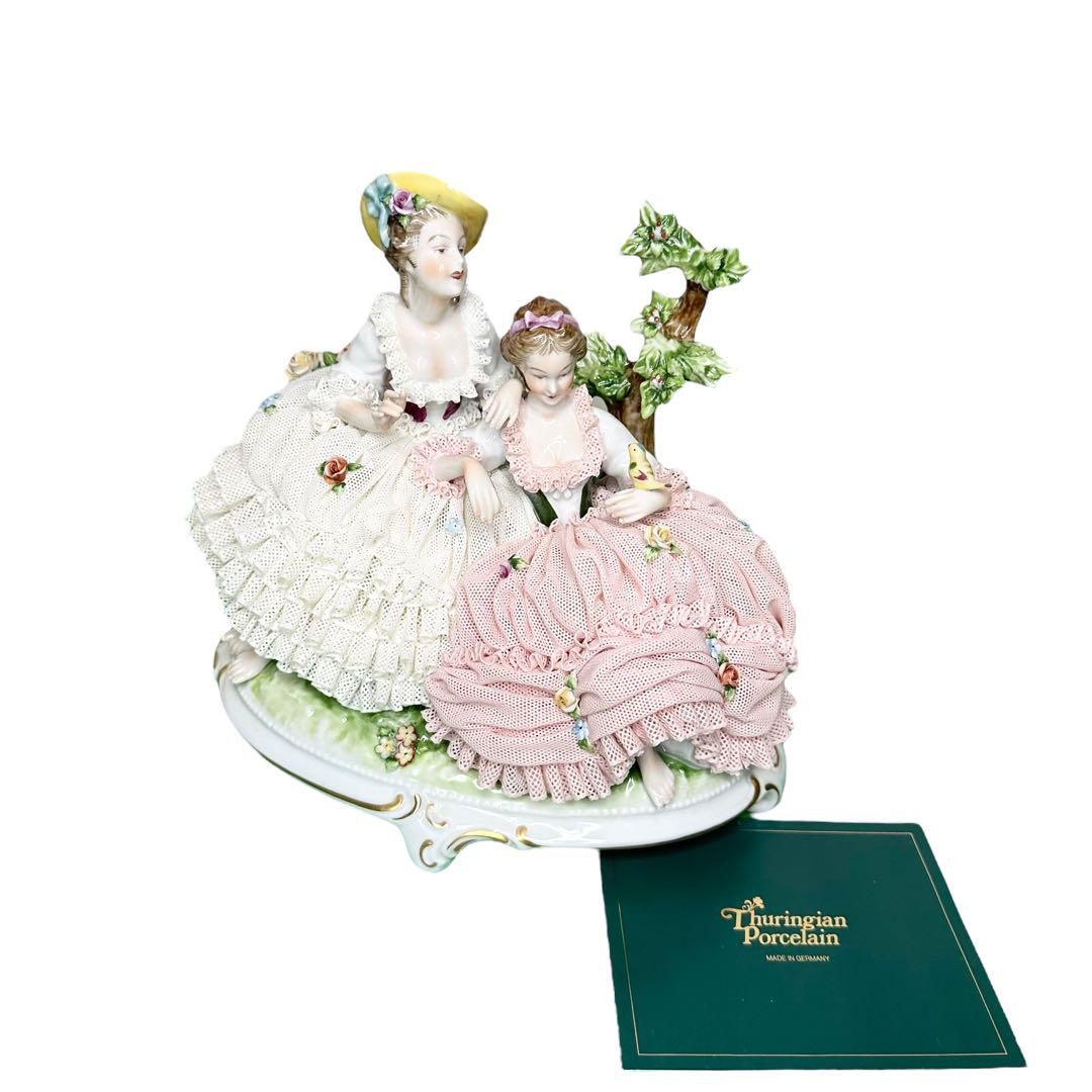 美術品・アンティーク・コレクションドイツ製　陶器　レース人形　Thuringian porcelain