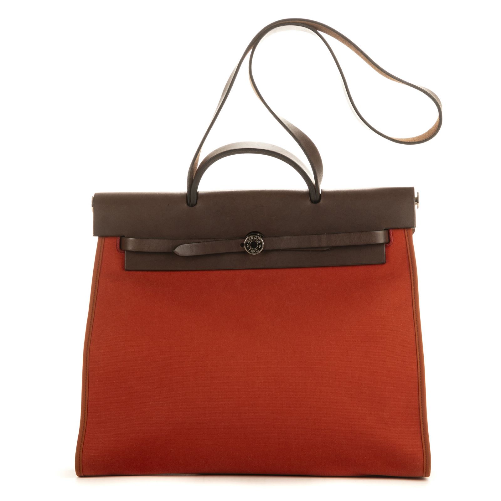 HERMES エルメスエールバッグコーラルキャンバス生地A