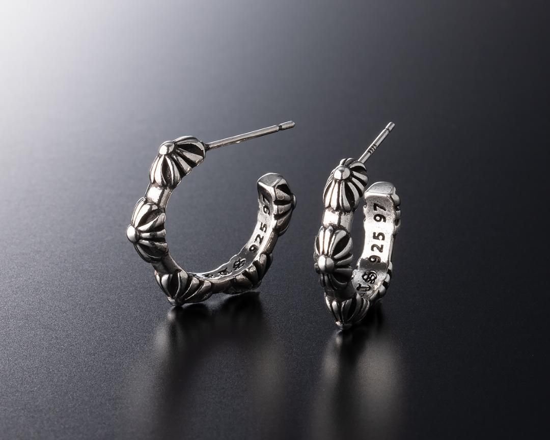 silver925 フープピアス 百合 クロス両耳 品 シルバー 925 クロス フープピアス キャッチ付 両耳 即配送