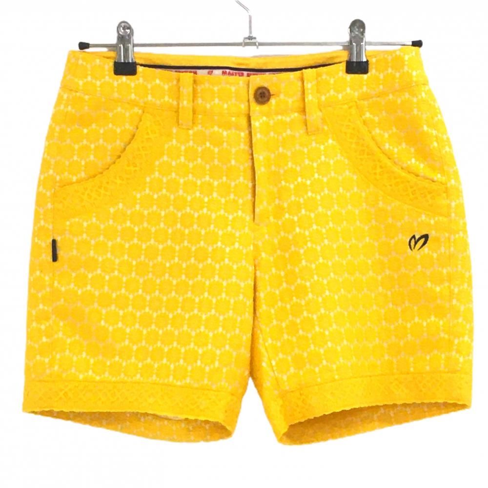 MASTER BUNNY EDITION ショートパンツ　イエロー 超美品】マスターバニー ショートパンツ イエロー×白 花柄織生地