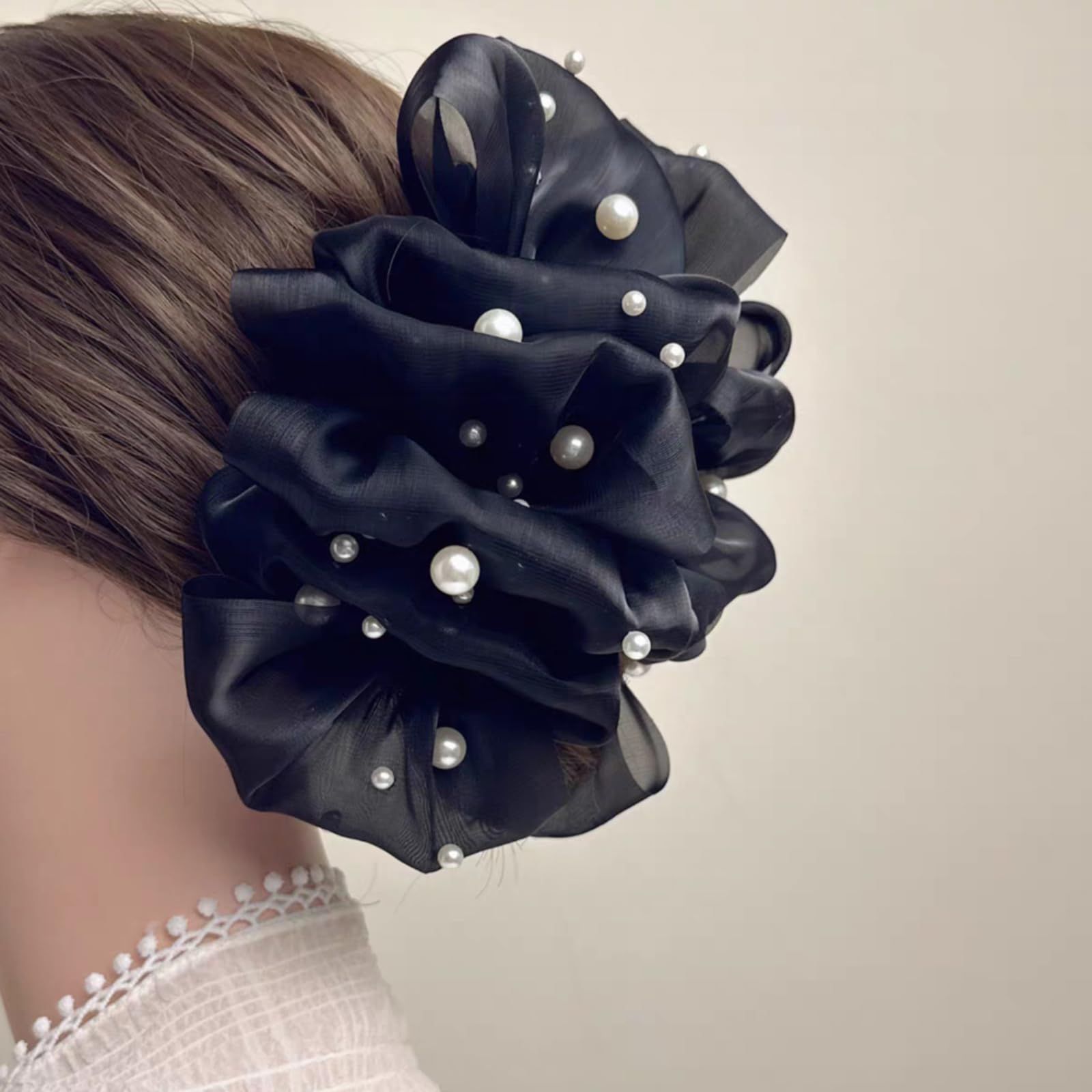 パールクリスタル装飾 ブラックヘアクリップ パールクリスタル装飾ヘアクリップ - メルカリ