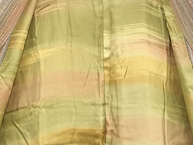 平和屋着物＃道中着 ロング丈 縞 鬼しぼ縮緬 正絹 逸品 BAAU0113gt