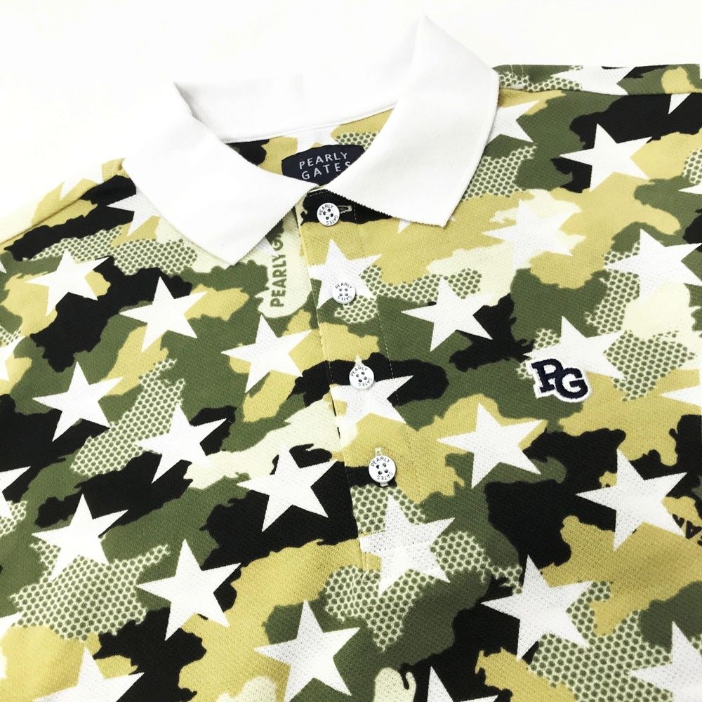 賞賛される サイズ 4 PEARLY GATES パーリーゲイツ 半袖ポロシャツ カモフラ×星柄 カーキ系 240101532565 ゴルフウェア メンズ ストスト 絶対にあなたの一番選択！