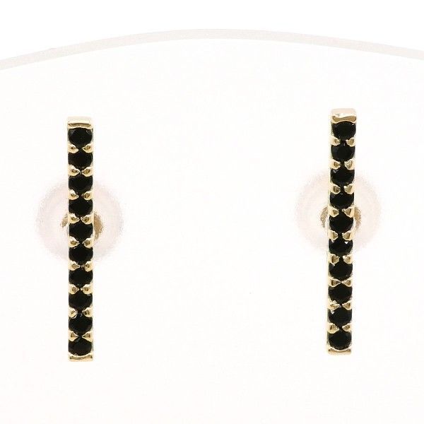 K10YG ピアス ブラックダイヤ 0.12 ×2 総重量約0.8g
