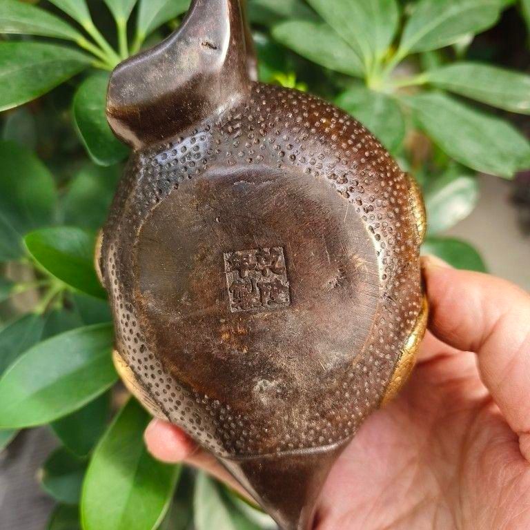 銅製 鎏金金魚酒壺 茶壺 茶道具 香道具 装飾品 工芸品 美術品