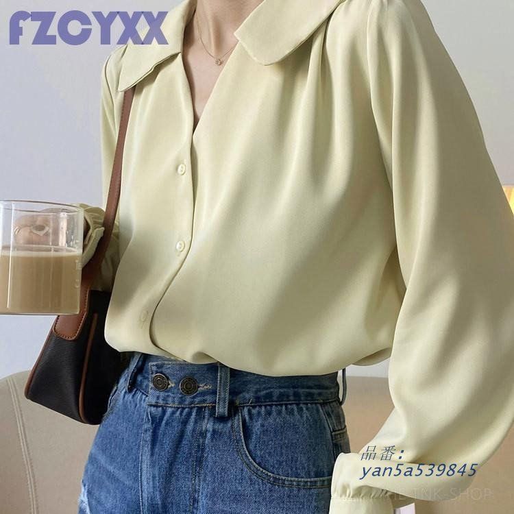 【正規品 通販 ブランド】 ブラウス シャツ レディース Vネック BLOUSE ブラウス 女性用 ブラウス バルーンスリーブ 通勤 おしゃれ レディース スーツインナー トップス 長袖 yan5a539845