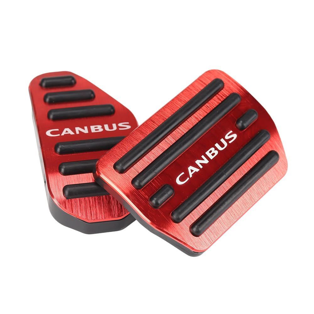 レッド LEXLEYS「最新型」ダイハツ ムーヴキャンバス CANBUS LA850系(2022年7月～) アルミ ペダル アクセル ブレーキ カバー 工具不要 滑り止め付 被せる ゴム カスタムドレスアップ パーツ（レッド