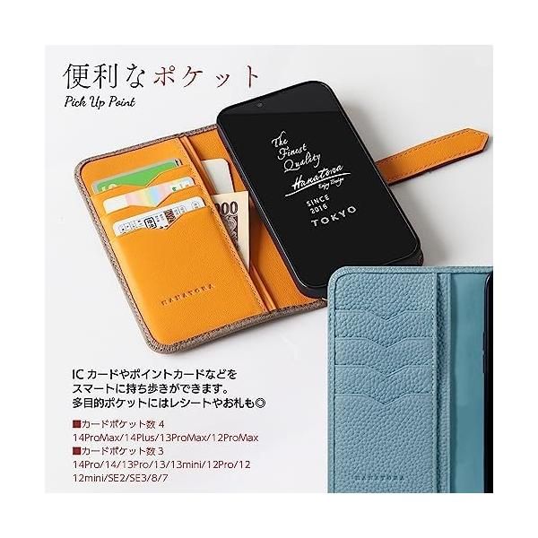 HANATORA] iPhone 15 Pro ケース 手帳型 本革 スマホケース マグネット