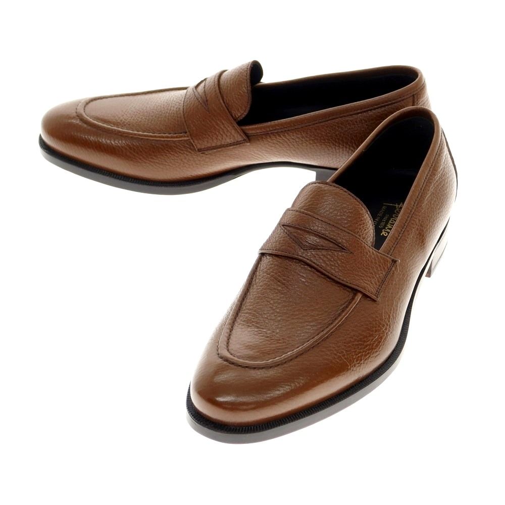 美品Ferranteフェランテ　ローファー　ブラウン 新品】フェランテ FERRANTE ISEO グレインレザー コインローファー