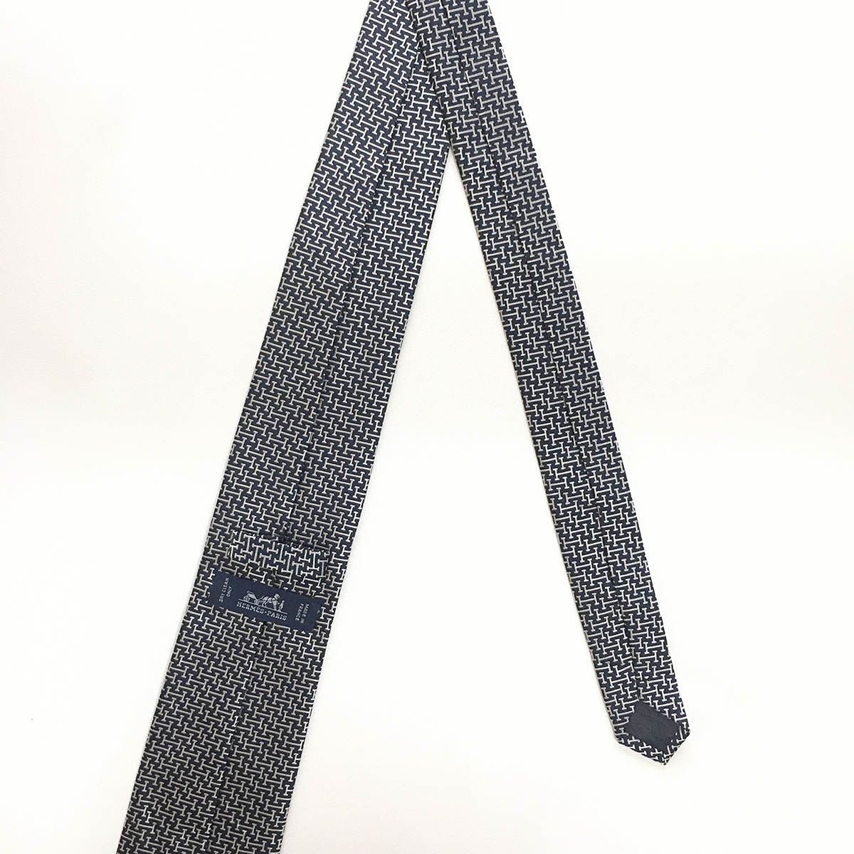 美品 エルメス HERMES ネクタイ シルク100% フランス製 ダーク