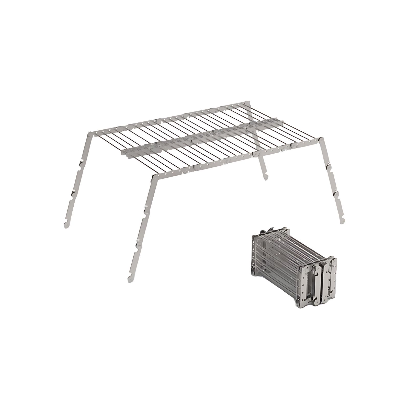 変形する4in1ギア Bitty Big Q 五徳 グリル ロストル ミニテーブル がこれ一つで コンパクト アウトドア ギア ブッシュクラフト 無骨