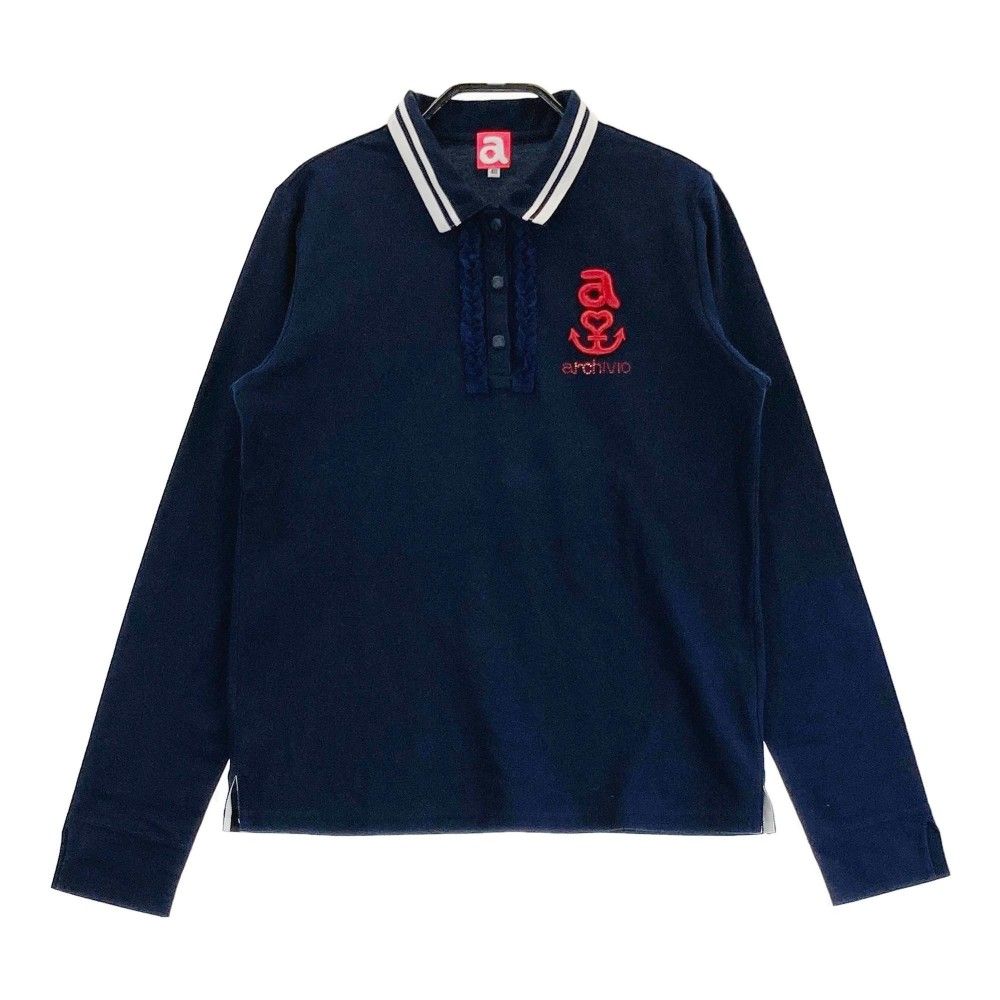 サイズ：40 ARCHIVIO アルチビオ 長袖ポロシャツ ネイビー系