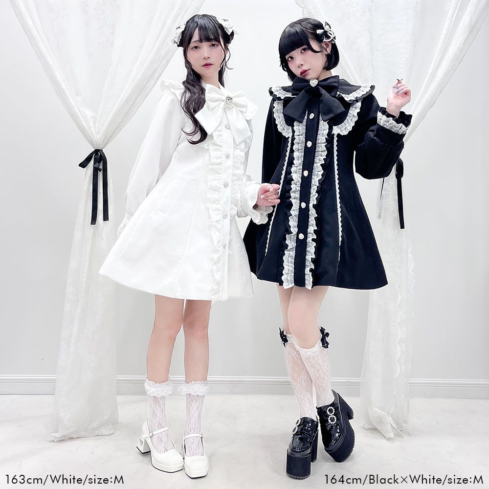 夢展望　Dear My Love　丸襟ヨークリボンフリルコート　ピンク【M】 丸襟ヨークリボンフリルコート – レディースファッション通販の夢展望