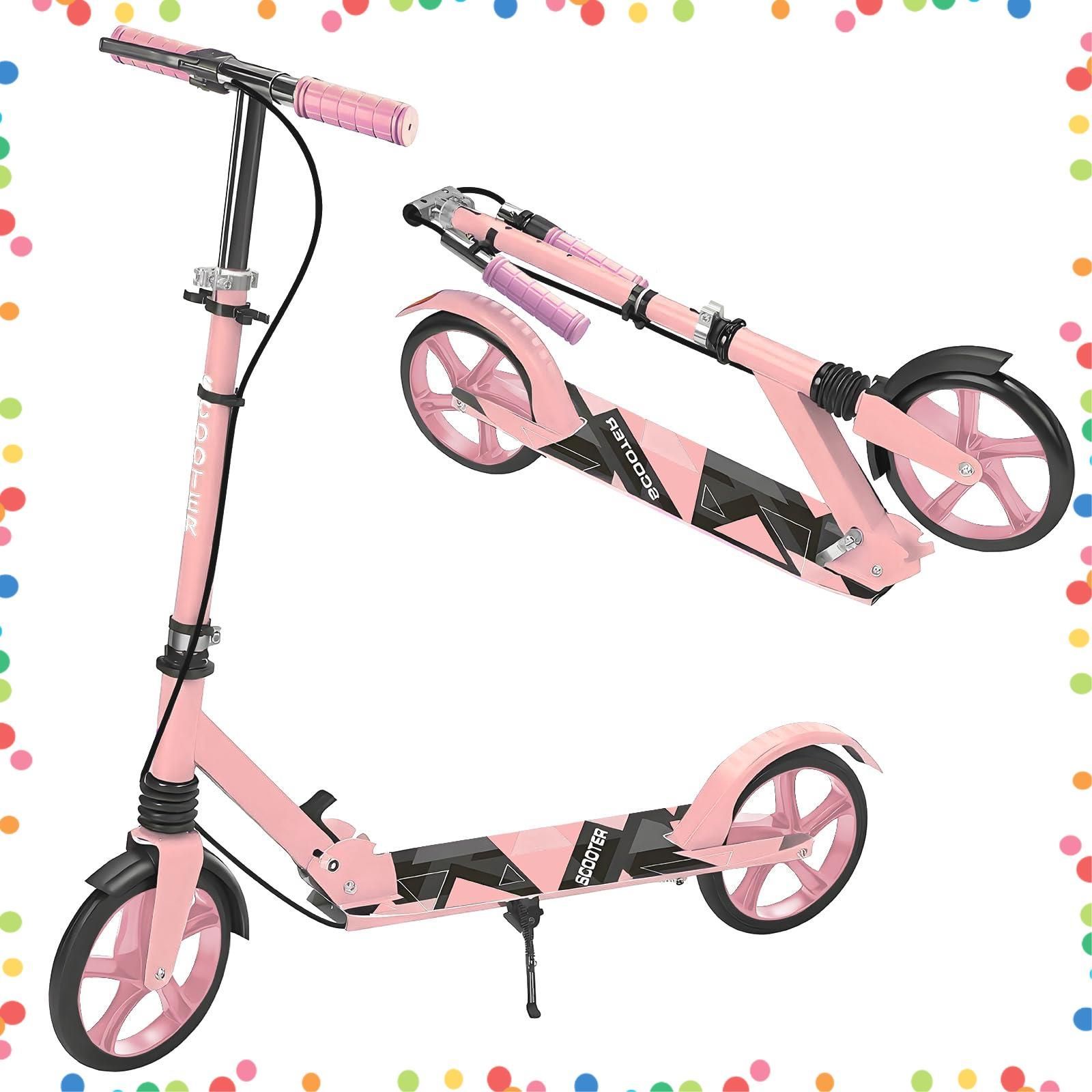 8インチホイール 折りたたみ式 立ち乗り式二輪車 折4段階調整 子供 大人用 スタンド付き 耐荷重150kg フット ハンドルブレーキ付き キックスクーター 持ち運び便利 軽量で頑丈 アウトドアに適用 KAYUSO キックボード 誕生日 プ