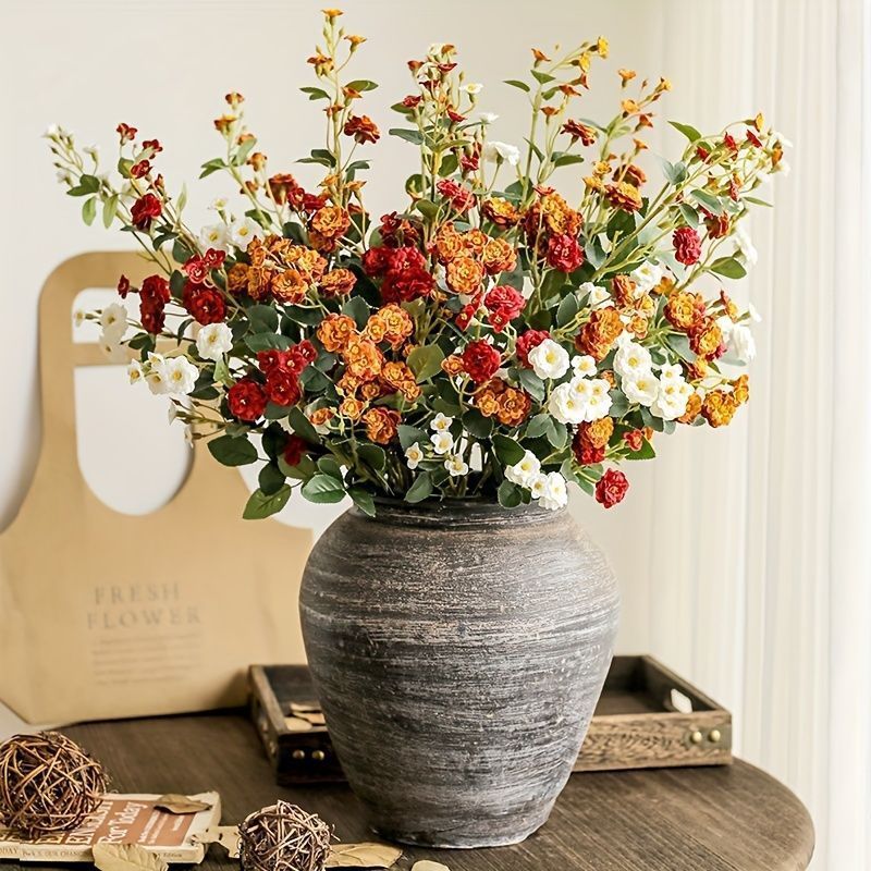 6個の人工バラの花 リアルタッチ
