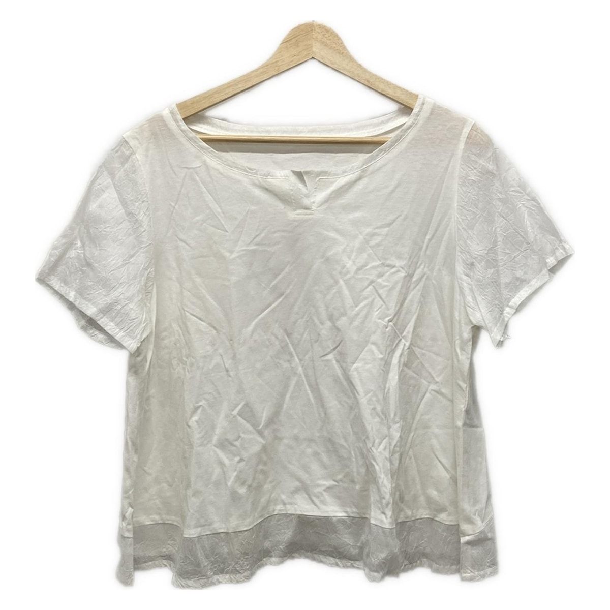 慈雨 ジウ センソユニコ 半袖カットソー サイズ40 M レディース - 白 部分シースルー