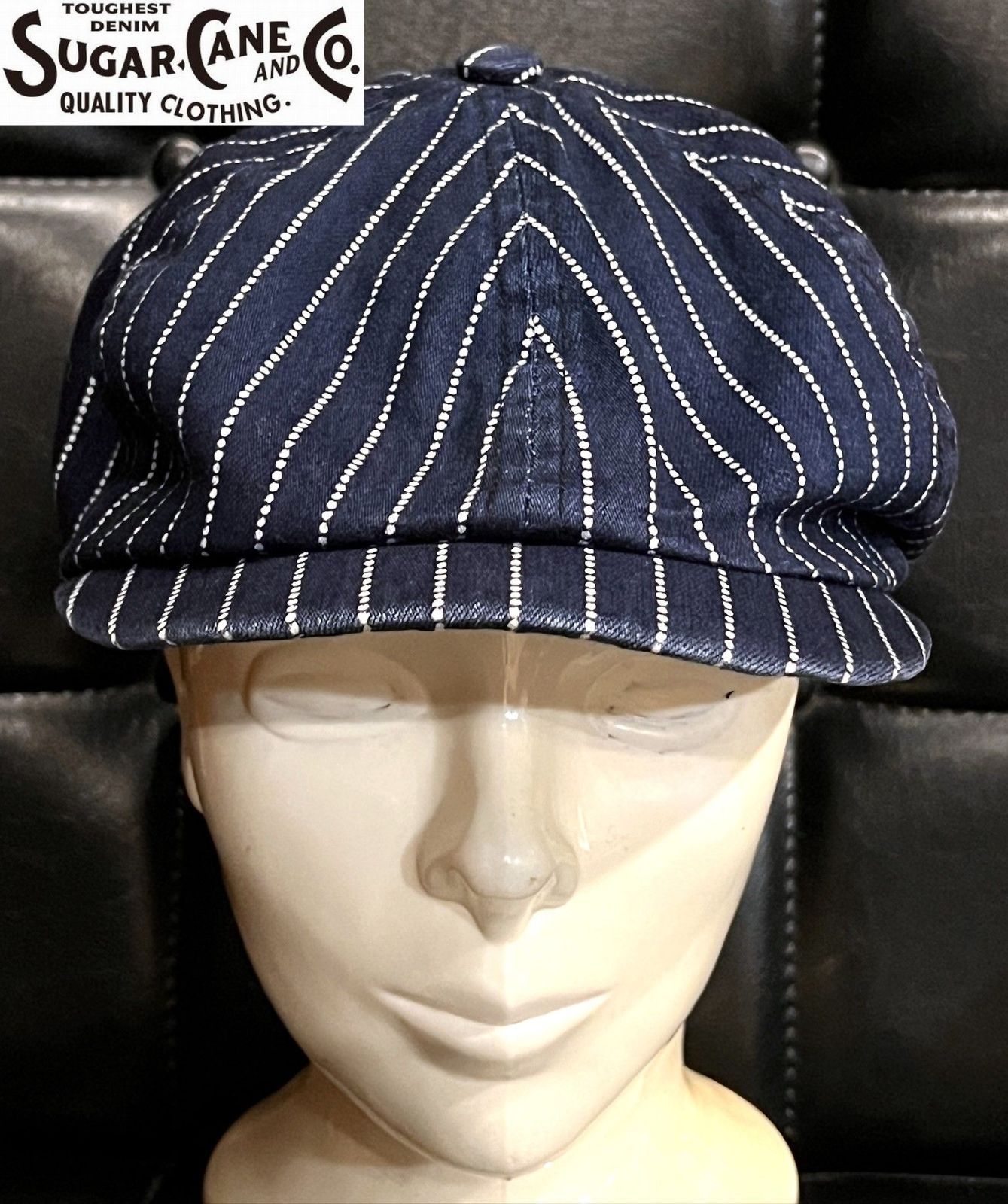 シュガーケーン ウォバッシュ ストライプ アップルジャック キャップ M キャスケット SC02070 WABASH STRIPE APPLEJACK CAP SUGAR CANE