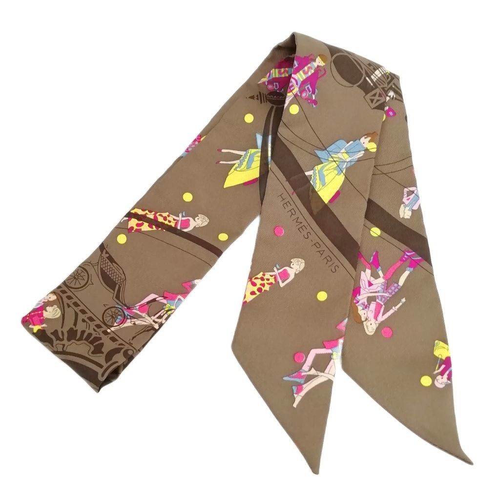 HERMES　エルメス　エクスリブリス　ツイリー　リボンスカーフ HERMES エルメス スカーフ ツイリー 『Ex-Libris Les Parisiennes