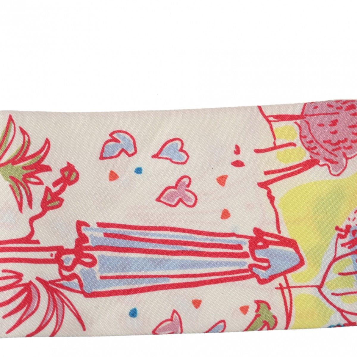 エルメス ツイリー RAYURES D ETE ホワイト/ピンク レディース シルク