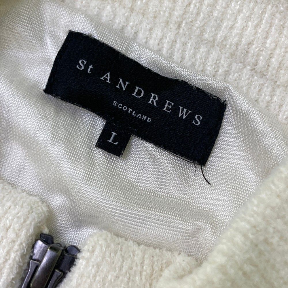 サイズ：L ST ANDREWS セントアンドリュース  長袖 ニット ジップジャケット  ホワイト系 [240101438237] ゴルフウェア レディース ストスト サイズ：L ST ANDREWS セントアンドリュース 長袖 ニット ジップ