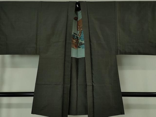 平和屋本店□極上 男性 本場大島紬 アンサンブル 長羽織 亀甲柄 羽裏