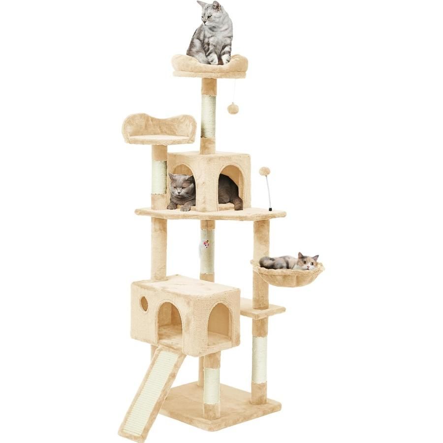 AIFY キャットタワー 据え置き スリム 大型猫 大型 中型 多頭飼い