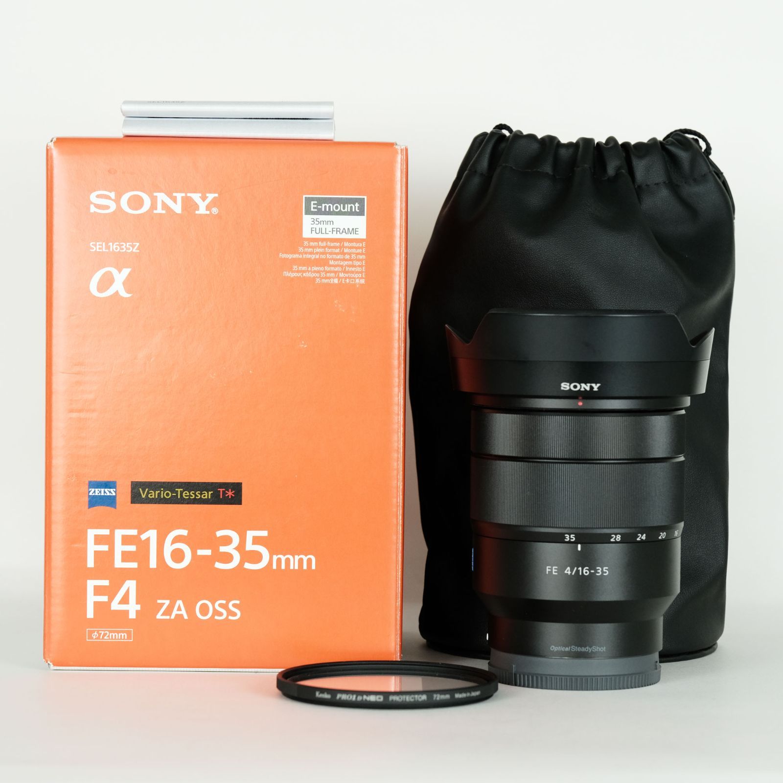美品 Vario-Tessar T* FE 16-35mm F4 フィルタ付 Sony Vario-Tessar T* FE 16-35mm f/4 Lens with UV Filter Kit B&H