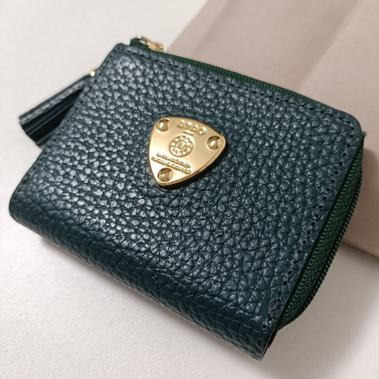 ATAO アタオ ワルツ コンパクトウォレット 三つ折り財布 グリーン系