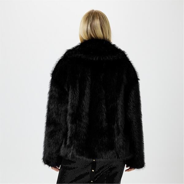 【送料無料】 ビバ レディース ジャケット・ブルゾン アウター Biba Short Faux Fur Jacket Black