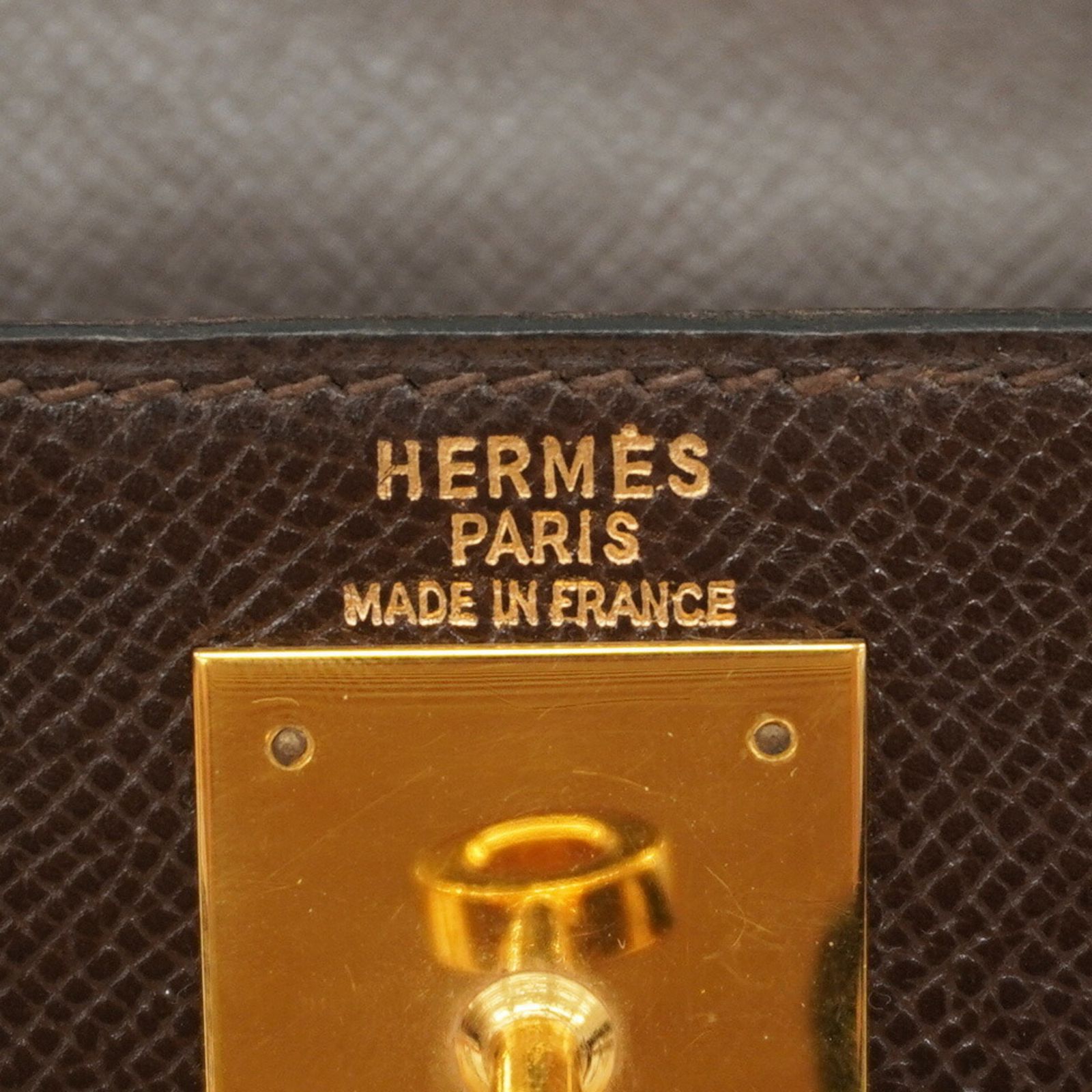 希少　エルメス　ケリー　レザー　バングル　四角R刻印　2014年　ブラウン エルメス(Hermes) エルメス ハンドバッグ ケリー28 クシュベル