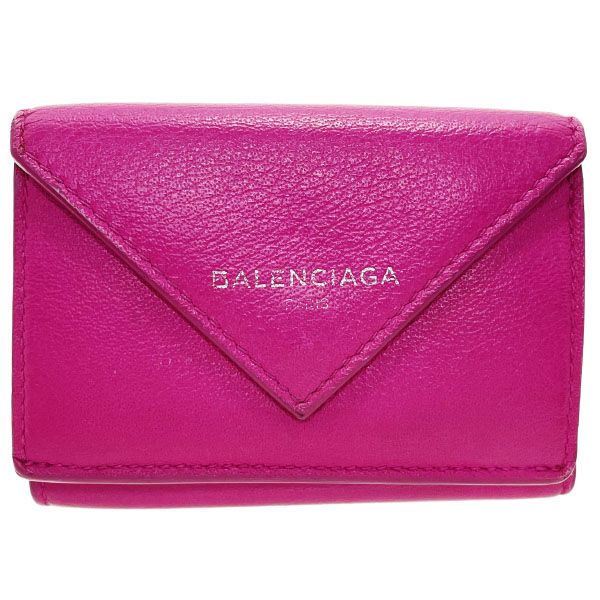 バレンシアガ 財布 ペーパー ミニウォレット レザー 革 ピンク系 391446 BALENCIAGA 三つ折り財布 コンパクトウォレット コンパクト財布 ミニ財布 ウォレット サイフ き PAPIER