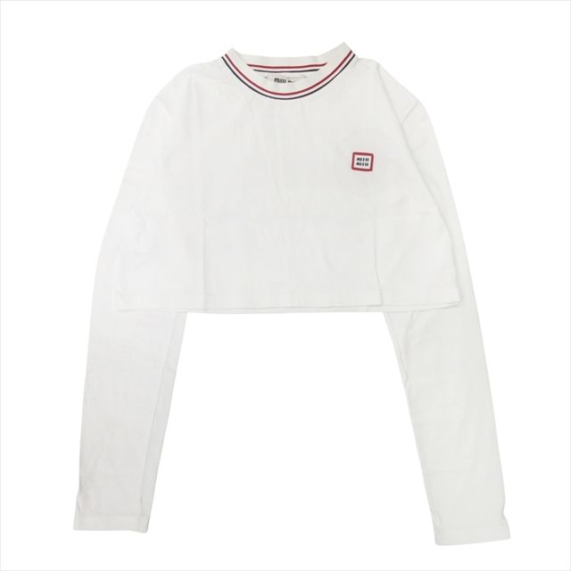 美品 22aw ミュウミュウ miumiu クロップド ロング Tシャツ