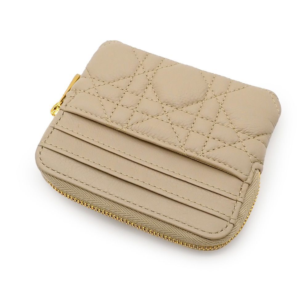 クリスチャンディオール Dior Caro Lavender ウォレット カナージュ カーフスキン ベージュ系 S5177UWHC